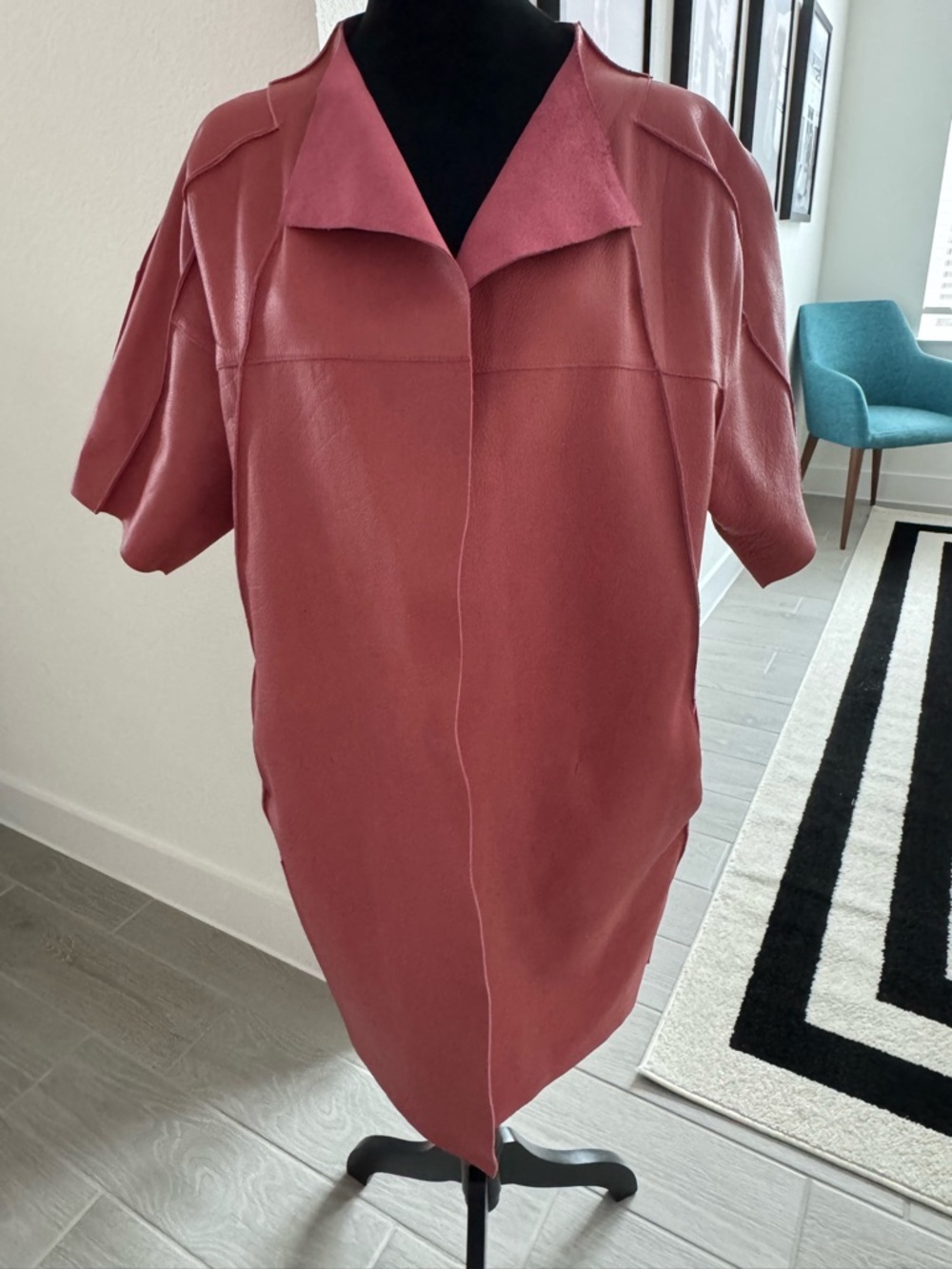 MARNI 100% Calf Leather Raspberry Pink Open Front Short Sleeve Jacket Size 42